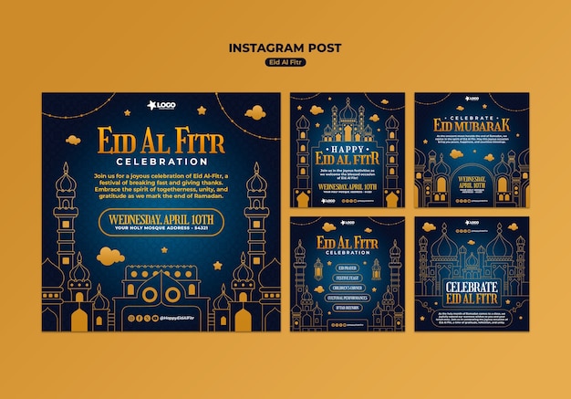 PSD des posts sur instagram pour la célébration de l'aïd al-fitr