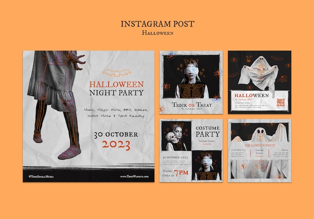 PSD des posts sur instagram pour la célébration d'halloween