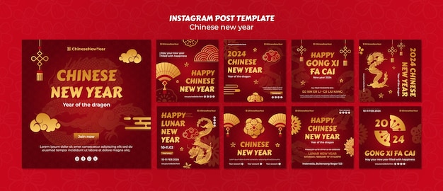 PSD des posts sur instagram pour célébrer le nouvel an chinois