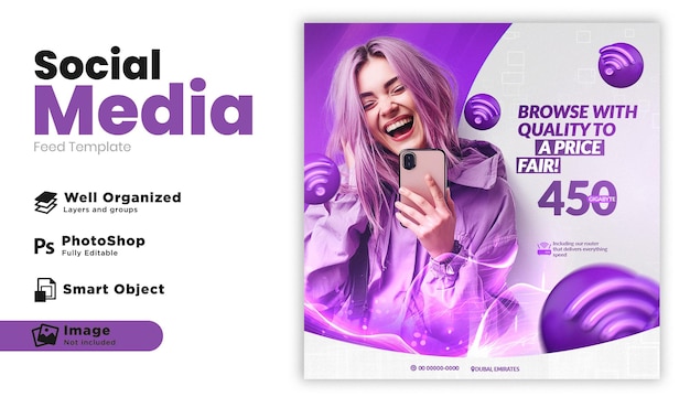 Posts Instagram pour le fournisseur d'internet de technologie moderne PSD