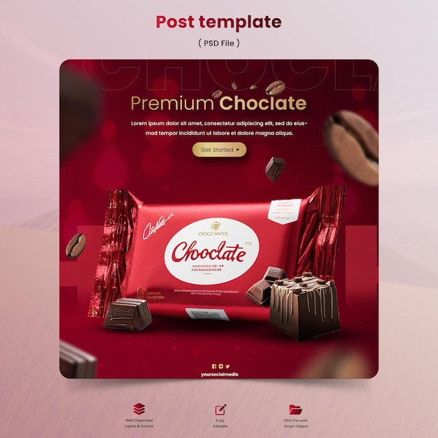 PSD posts sur instagram pour la journée mondiale du chocolat