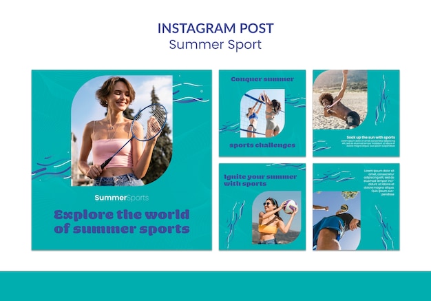 PSD des posts sur instagram sur le sport d'été