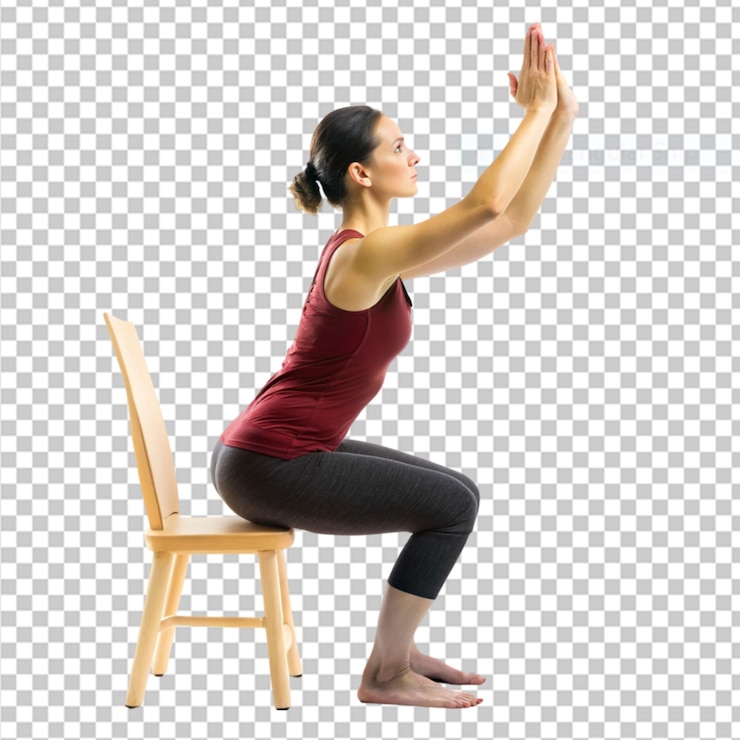 PSD la postura de la silla utkatasana en un fondo transparente
