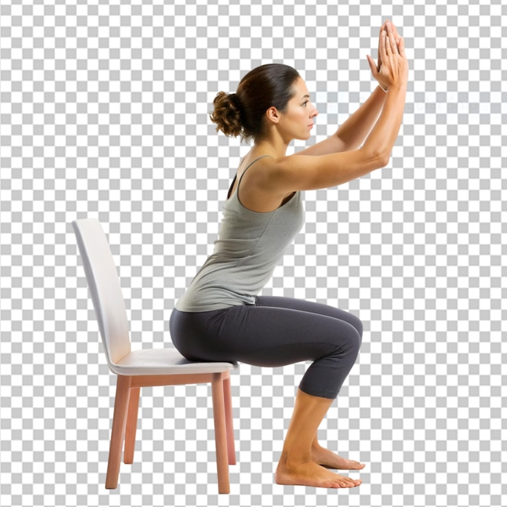 PSD la postura de la silla utkatasana en un fondo transparente
