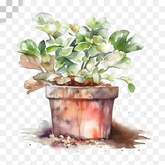 PSD pot aquarelle fond transparent