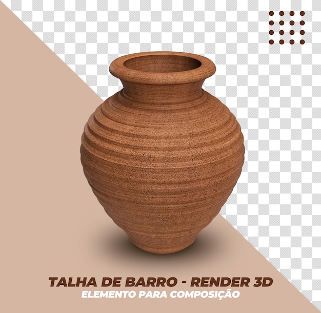 Un pot en argile avec le mot "talka de barro" sur le fond.