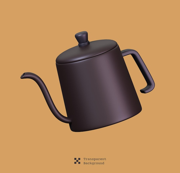 Pot de cafetière isolé. Café et icône de café. Illustration de rendu 3D.