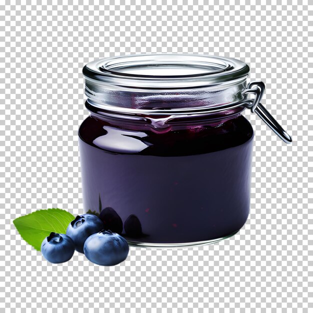 PSD pot de confiture de bleuets isolé sur un fond transparent