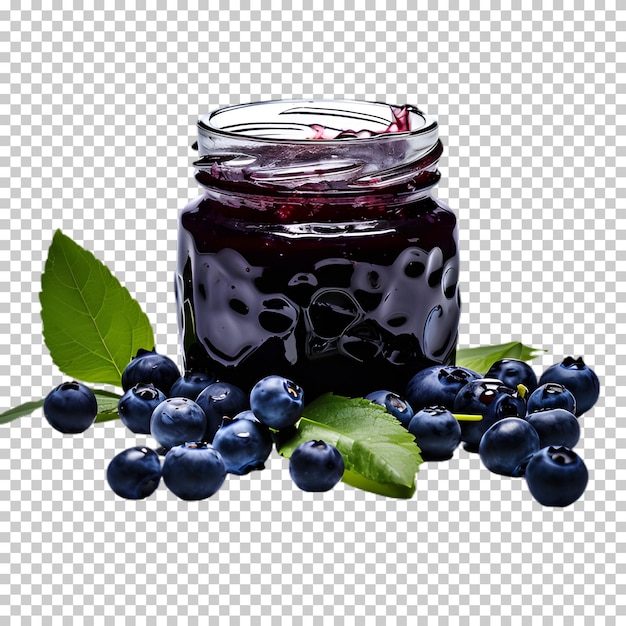 PSD pot de confiture de bleuets isolé sur un fond transparent