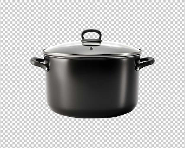 Pot de cuisson à la vapeur avec couvercle isolé sur fond transparent PSD