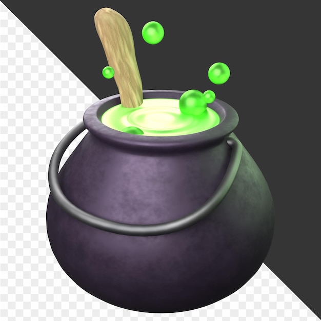 un pot avec du liquide vert et une cuillère en bois