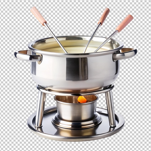 pot de fondue sur un fond transparent