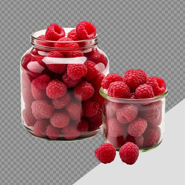 PSD un pot de framboises png isolé sur fond transparent