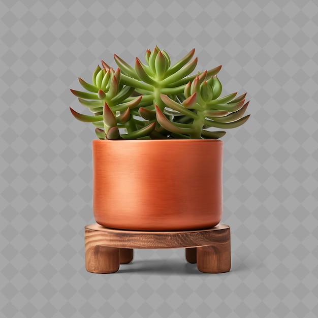 PSD un pot de plante succulente est assis sur un support en bois