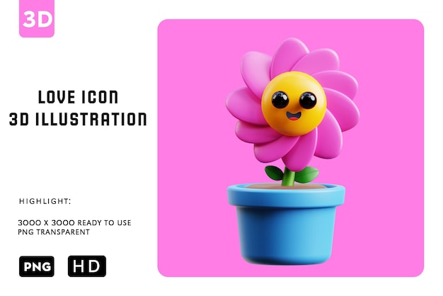 Pot Psd Avec Une Illustration 3d De Fleur