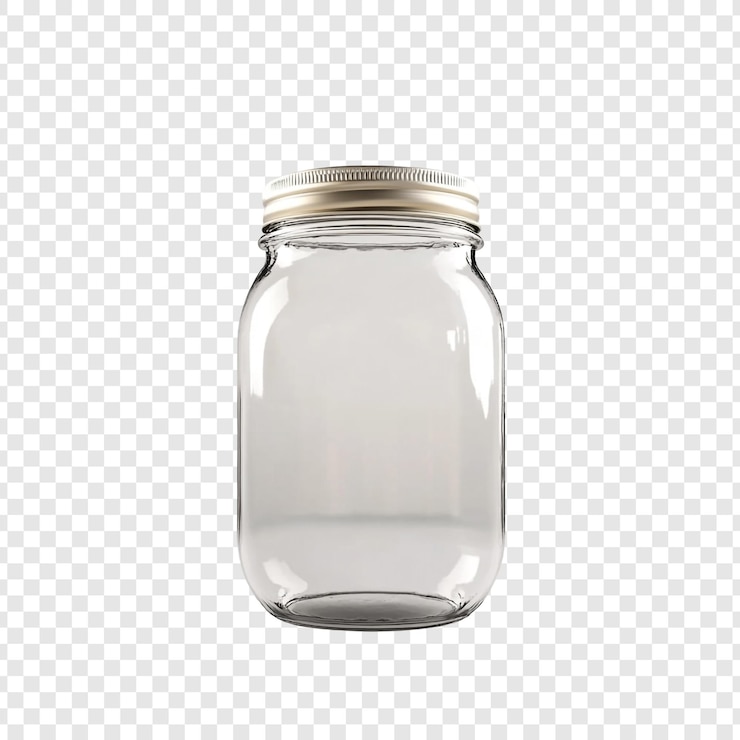 PSD un pot de verre vide avec un couvercle d'argent