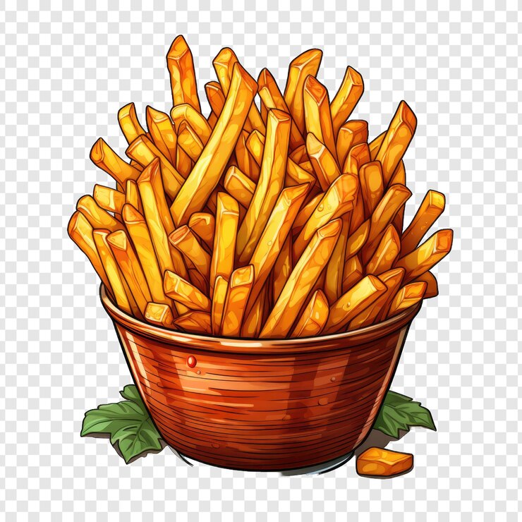 PSD potato isolated fries style png with white background illustration generative ia
