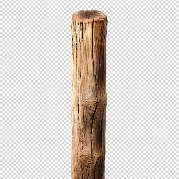 PSD un poteau de bois isolé sur un fond transparent png