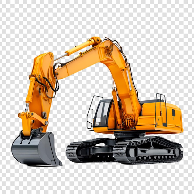 Potente excavadora naranja maquinaria pesada equipo de construcción