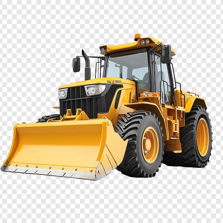 PSD potente trattore giallo con lama di bulldozer
