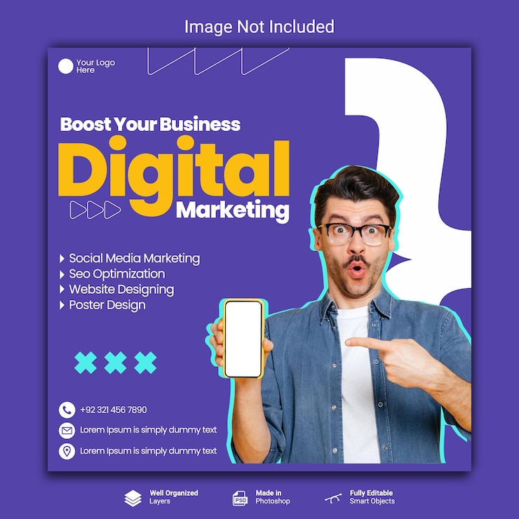 PSD potenzia la tua attività di marketing digitale moderno e post sui social media