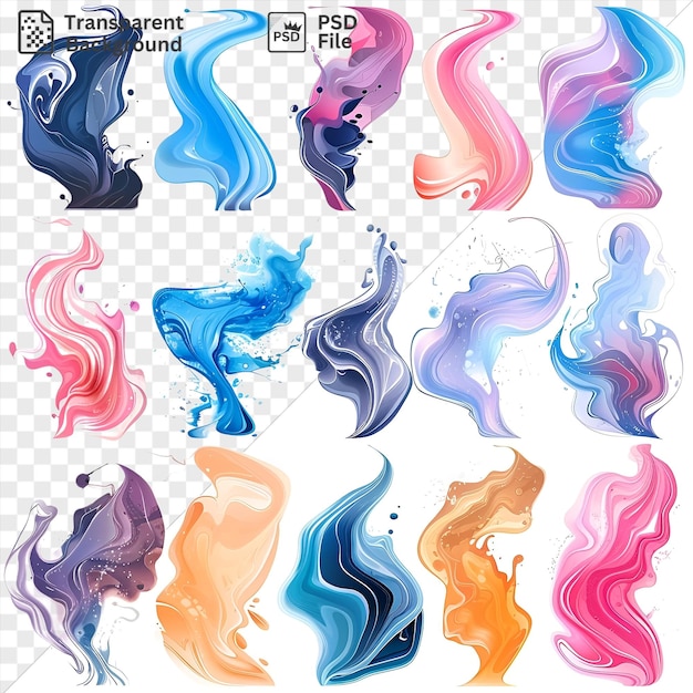 PSD potrait liquid swirl patterns vector symbol marble flow of color in the air