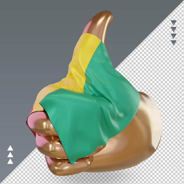 Pouce 3d Drapeau Guinée Bissau rendu vue droite