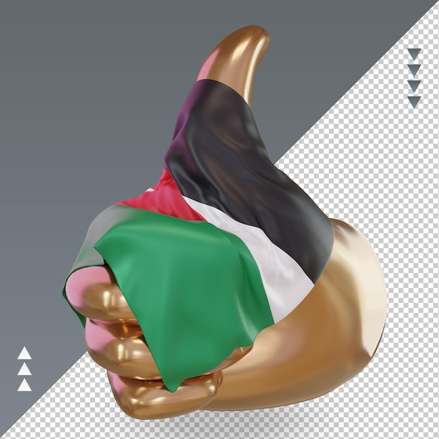 Pouce 3d Drapeau Jordanie Rendu Vue Droite