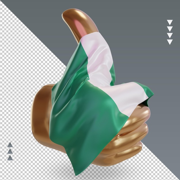 Pouce 3d Drapeau Nigeria Rendu Vue De Gauche