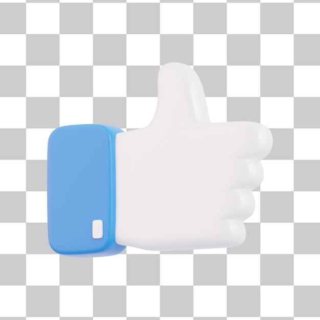 Le pouce en l'air comme une icône 3D rendant des illustrations 3D