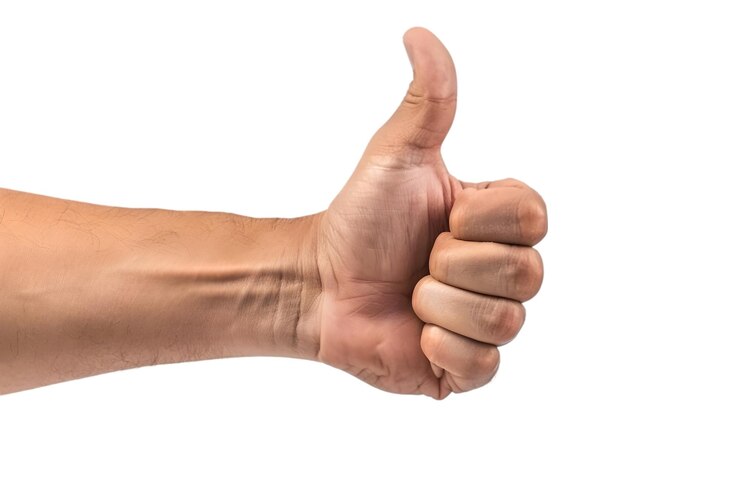PSD le pouce en l'air, le geste de la main, l'approbation positive et le symbole de la réussite.