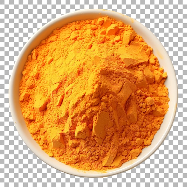 PSD poudre de curcuma sur fond transparent