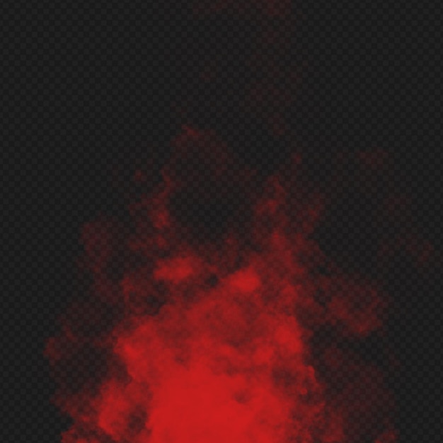 Poudre de fumée rouge isolée sur fond transparent