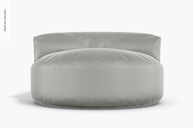 Pouf en cuir avec maquette de dossier, vue de face