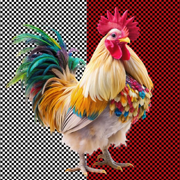 PSD poule colorée sur fond transparent