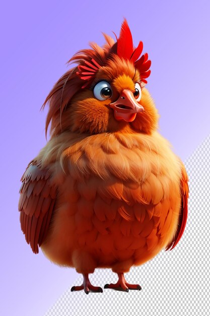 PSD un poulet avec un bec rouge et un fond bleu