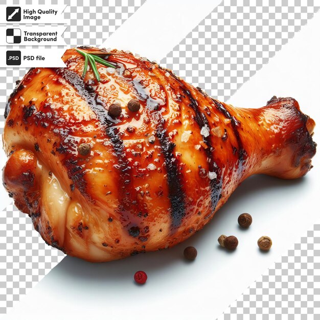 PSD poulet grillé au psd avec des légumes sur fond transparent avec une couche de masque modifiable