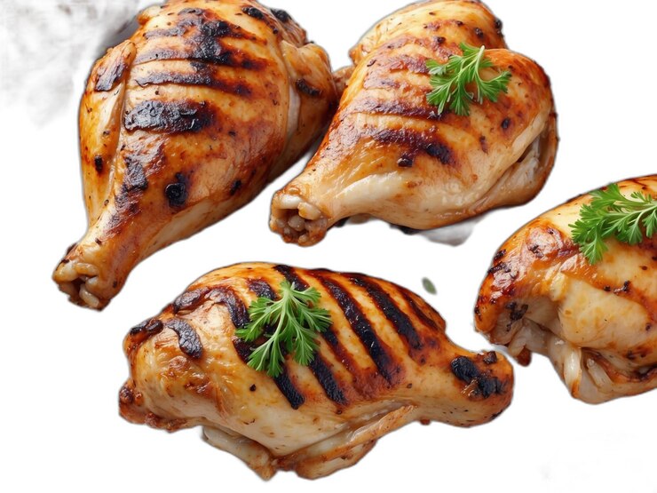 PSD poulet grillé sur fond blanc