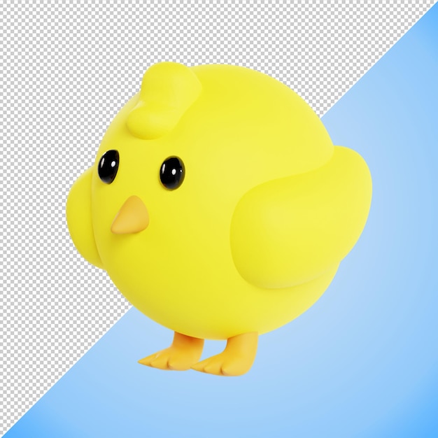 PSD un poulet jaune avec des pieds jaunes rendu 3d illustration