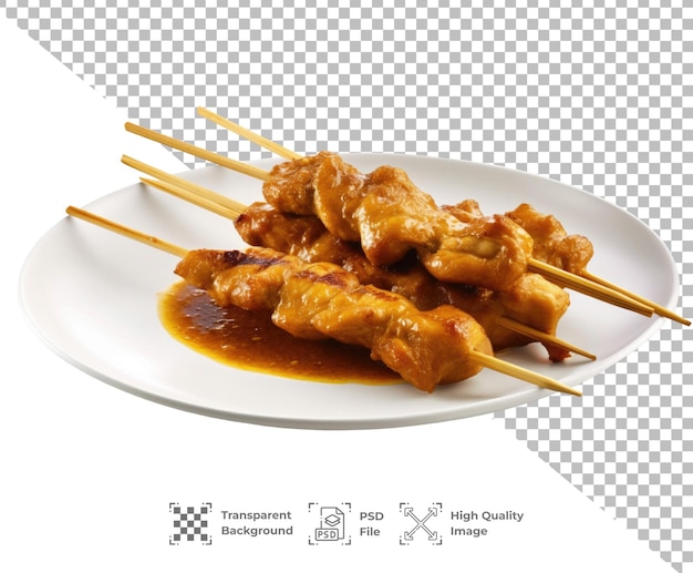 PSD le poulet satay est isolé.