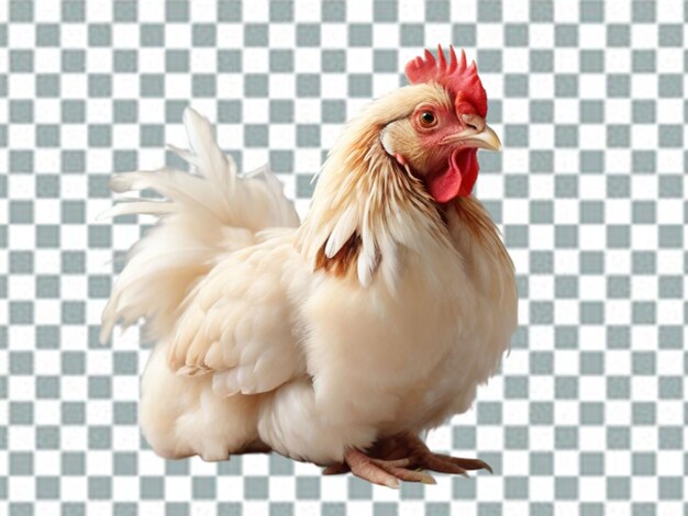 PSD un poulet avec une tête rouge et un corps blanc