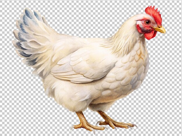 PSD un poulet avec une tête rouge et un corps blanc