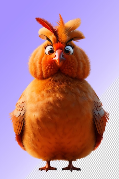 PSD un poulet avec un visage drôle regarde la caméra