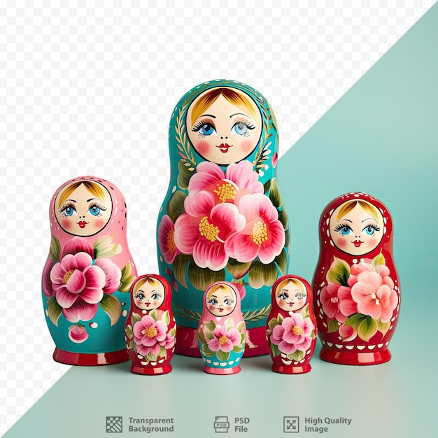 Poupées Gigognes Colorées Sur Fond Transparent Souvenir Russe Matriochka