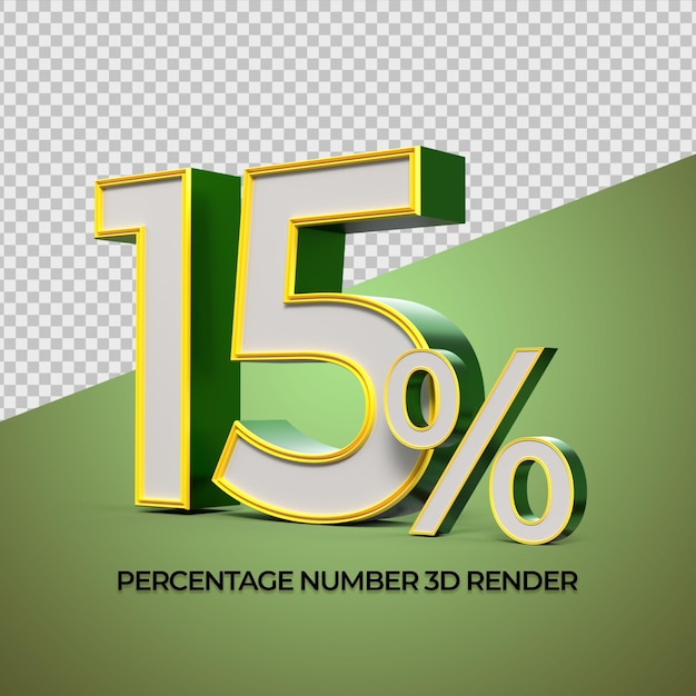Pourcentage de rendu 3D numéro 15 pourcentage d'or vert