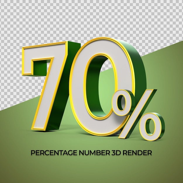 Pourcentage de rendu 3D numéro 70 pourcentage d'or vert