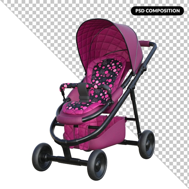 PSD poussette bébé 3d isolé