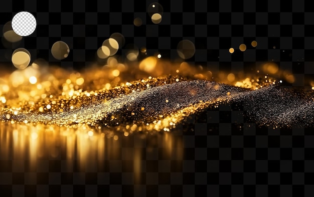 Poussière d'or et paillettes sur fond transparent