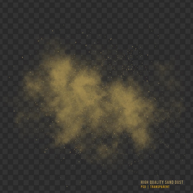 PSD poussière de sable jaune réaliste isolée sur fond transparent
