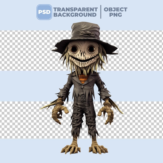 Épouvantail effrayant d'Halloween PSD 3D